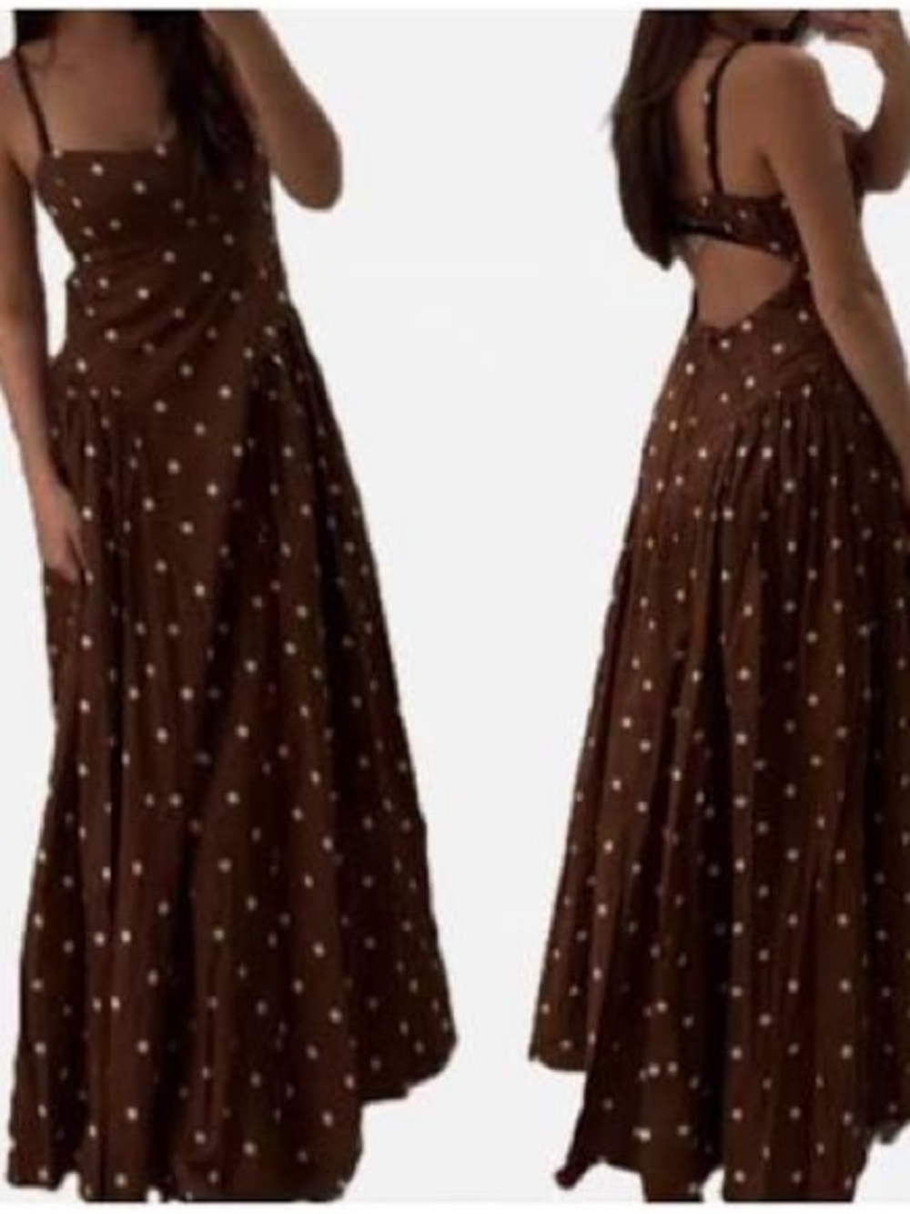 CAROLINE CONSTAS Fit & Flare Drop Waist Long Polka Dot Dress
